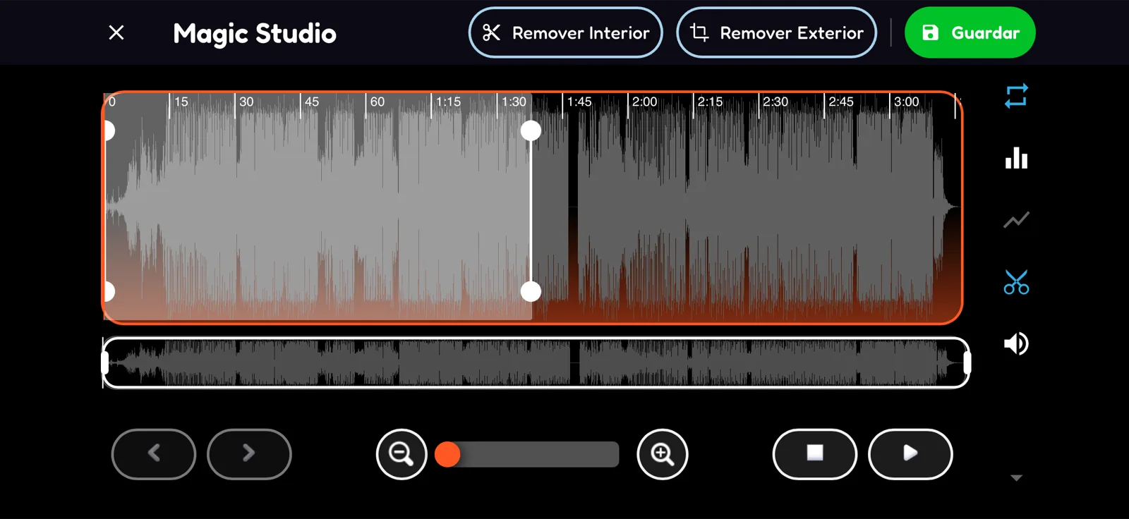 Magic Studio con la onda de audio
